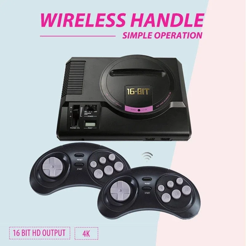 hot 16 Bit HD Video Game Console for SEGA MEGA DRIVE, Play NTSC /PAL Game Cartridge, with 2.4G Wireless Controlle Cartridge