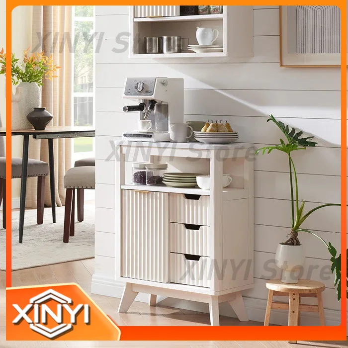 Modern Bathroom Floor Cabinet for Custom Installation with Sliding Door Built-in Adjustable Shelf 1 Door 3 Drawer Design