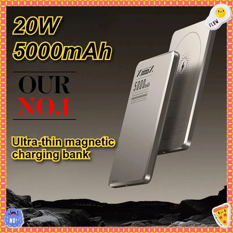 

Metal Ultra-thin MagSafe Magnetic Charging Bank 5000mAh PD20W Wireless Fast Charging Compact Power Bank