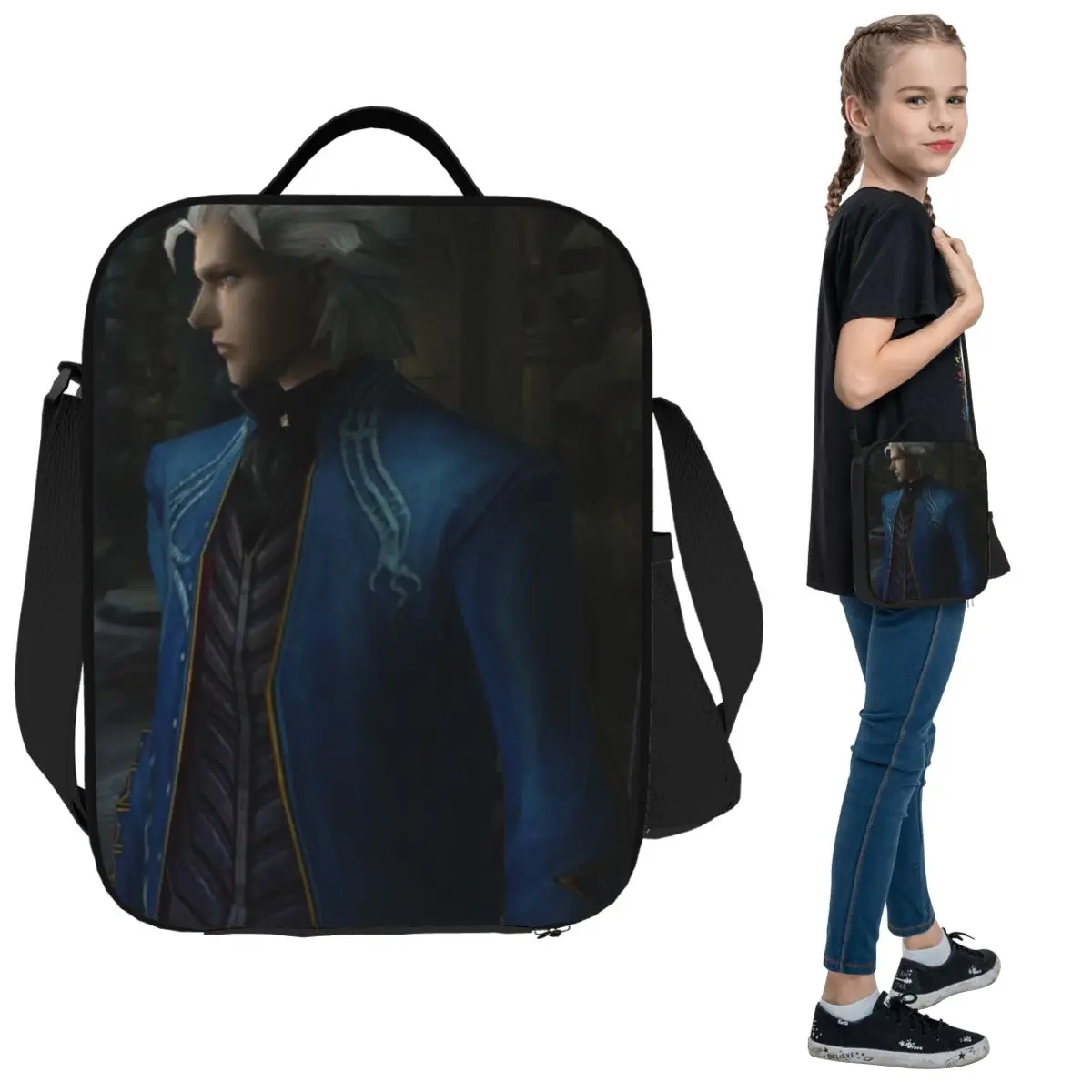 Vergil من الشيطان قد يبكي سيري معزول حقيبة الغداء النساء مكتب برودة صندوق طعام حراري حمل صناديق الغداء المحمولة الحاويات