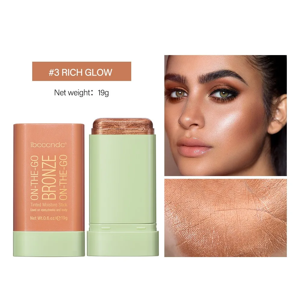 Rosto brilhante iluminando alto brilho vara rosto bronzer blush aliciamento vara conjunto à prova dwaterproof água iluminar destaque pó terno dança