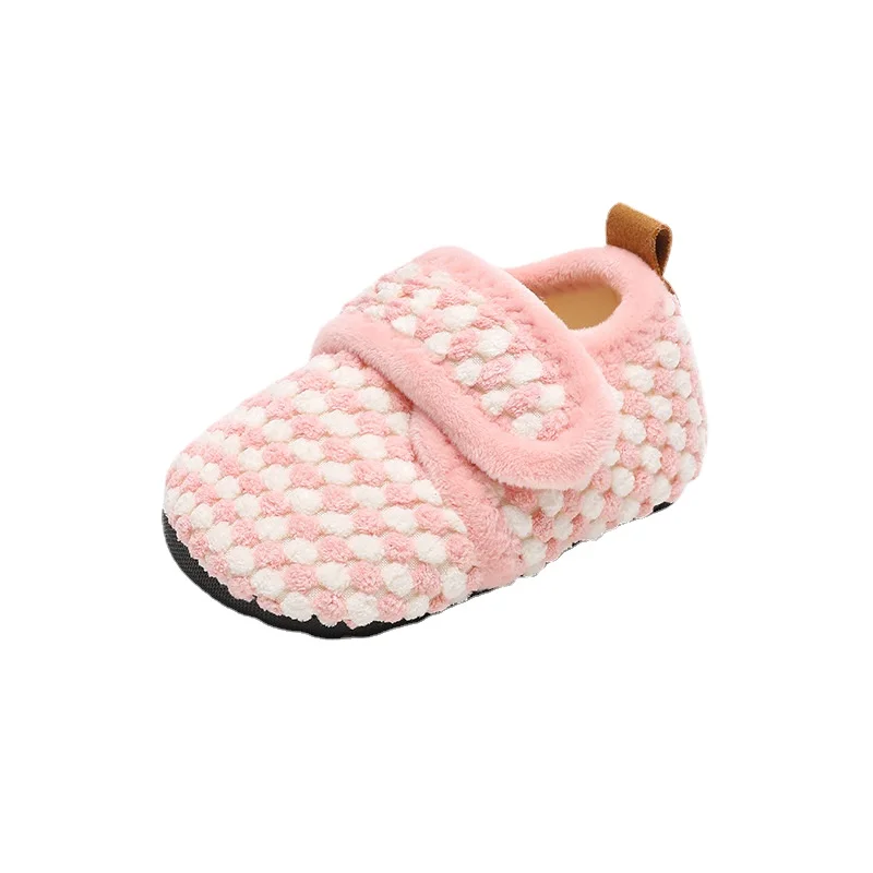 Children's Cotton Shoes Indoor Soft Sole Anti Slip Home Slippers for Boys Girls Lightweight Fur Slippers Plush Warm Floor Shoes