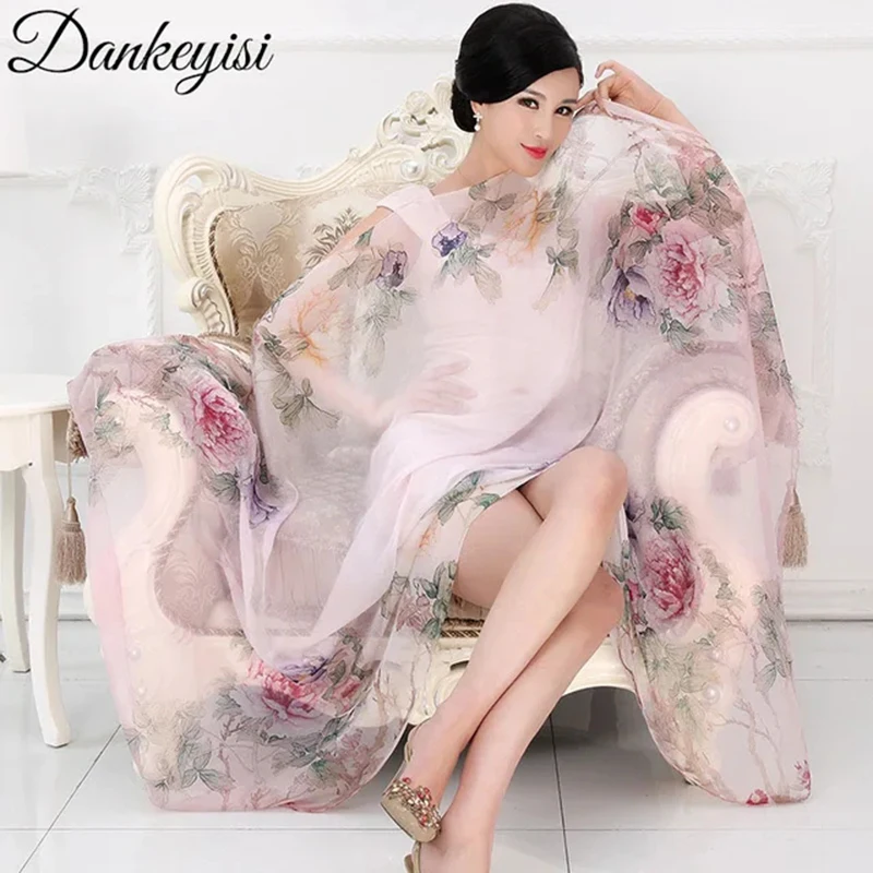 DANKEYISI 100% Silk Scarf Women Natural Real Silk Scarves Female Long Scarves Shawl Lady Hijab Wrap Summer Beach Cover-ups