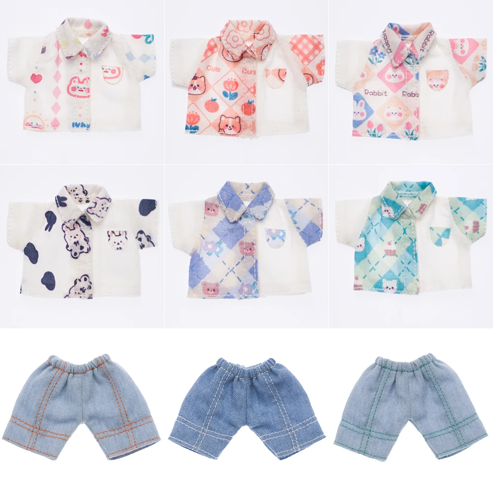 Ob11 Clothes Cute Cartoon Patchwork Shirt Doll Pants Set Doll Accessories For Obitsu11, Molly, Gsc, Ufdoll, Ymy Body , 1/12 bjd