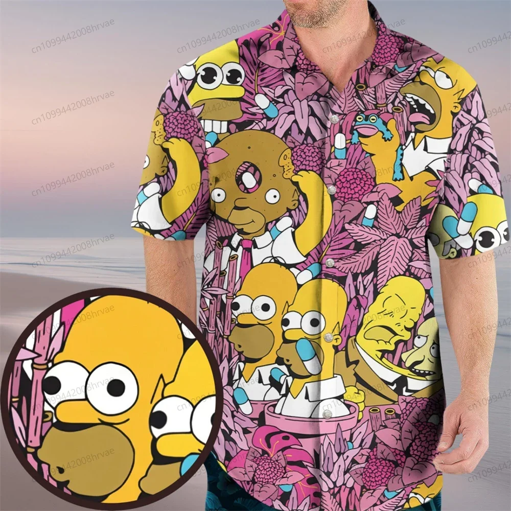 Camiseta de los Simpsons, camiseta del arbusto de Homer Simpson, camisa hawaiana de Homer, camiseta de dibujos animados para entusiastas de la comedia