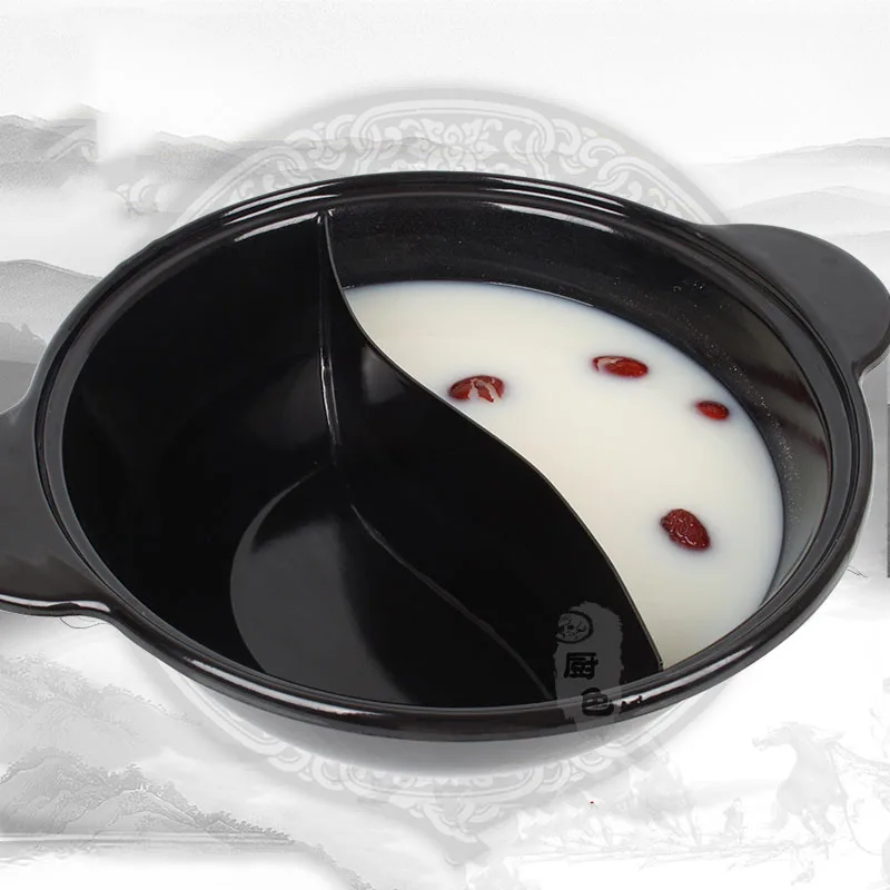 Noodle Divided Hot Pot Ceramic Food Dishes Induction Cooker Non-stick Round Chinese Hot Pot Enamel Gas Fondue Chinoise Cookware