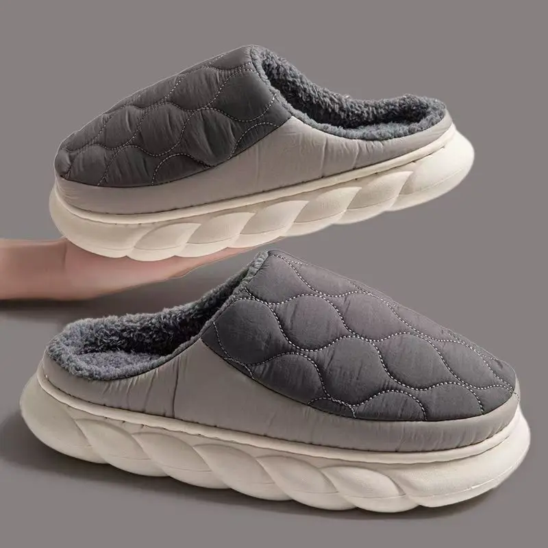2025 Winter Down And Warm Cotton Slippers For Men Outdoor Anti-Slip And Wear-Resistant Home Use Thick-Soled Cotton Shoes