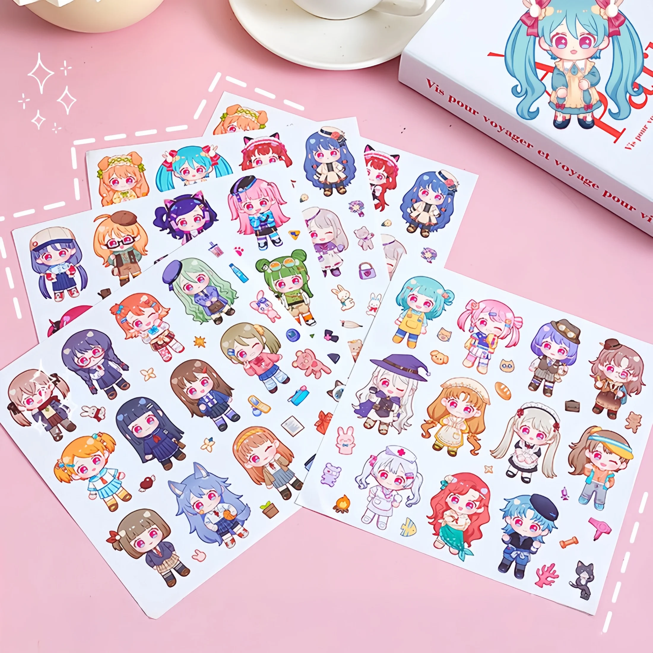 4/8-Piece Set of Cute Q-Version Girl Dress-Up Stickers DIY Clothing Decoration Stickers Suitable for Children and Adults Journaling/Decorative Toys