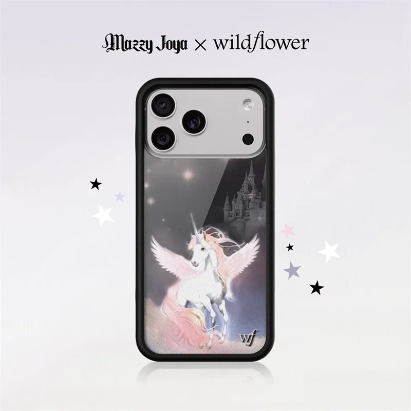 Wildflower Mazzy Joya Handyhülle für iPhone 12 13 14 15 16 17Pro Max Plus WF Glänzendes Sternenschloss Engelsflügel Einhorn Pferd Cover ﻿ ﻿