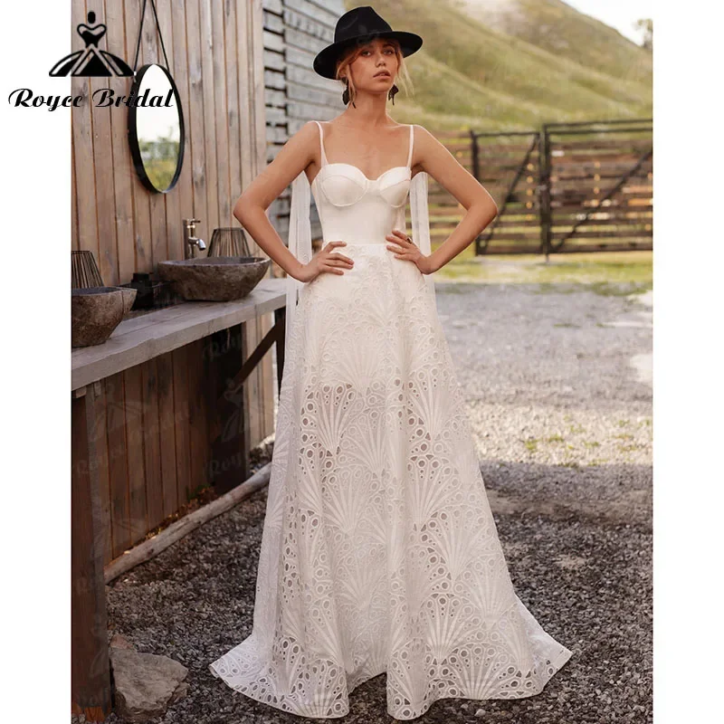 

Элегантные свадебные платья трапециевидной формы в стиле бохо, пляжное свадебное платье без рукавов с сердечками на бретельках и открытой спиной, кружевное атласное свадебное платье Abito da sposa