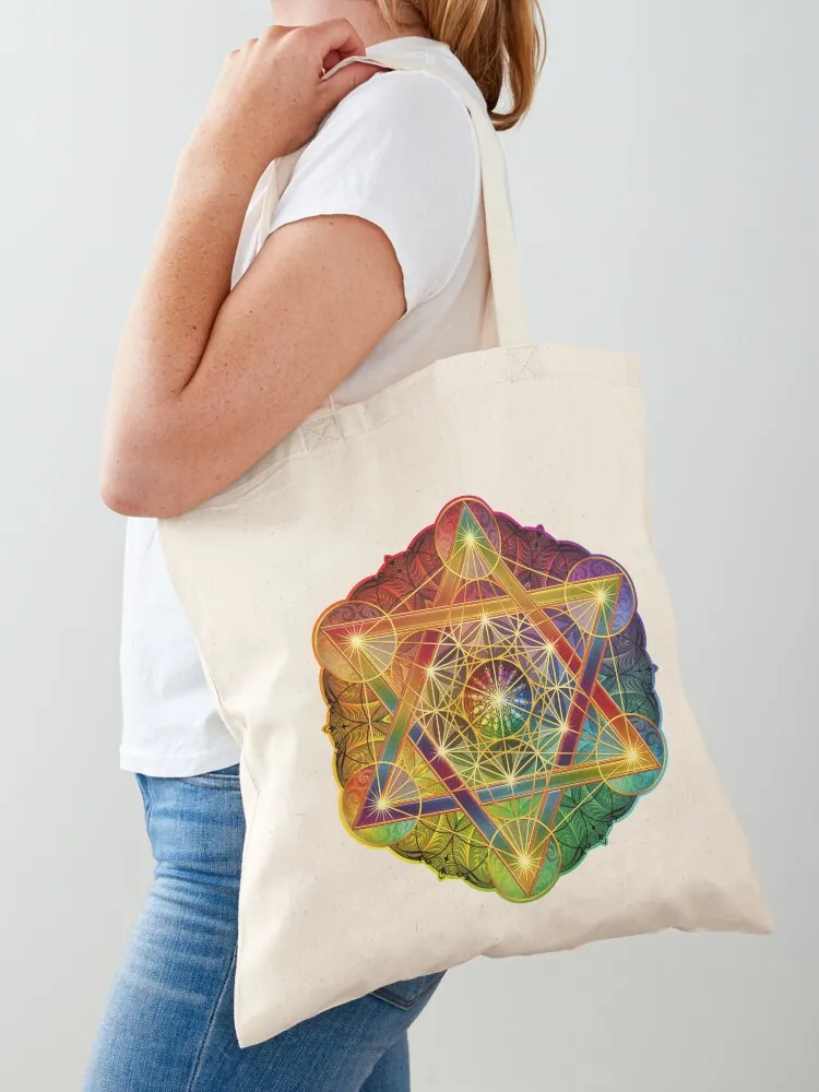 

Metatron's Cube with Merkabah and Flower of Life Tote Bag sacs de shopping Shopper handbag Eco bag