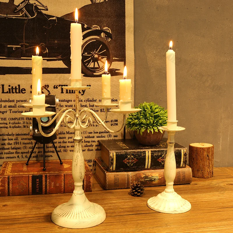 European Retro Candle Holder Candlelight Dinner Props Light Luxury Home Decor Single Head Three Head Five Head Candle Holder