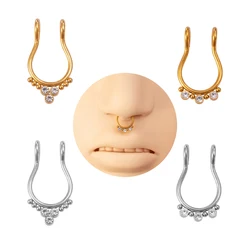 1pc 316L Surgical Steel Fake Nose Ring Fake Septum Fake Nose Studs Nose Cuffs  Non Piercing Fashion Body Jewelry for Women Men