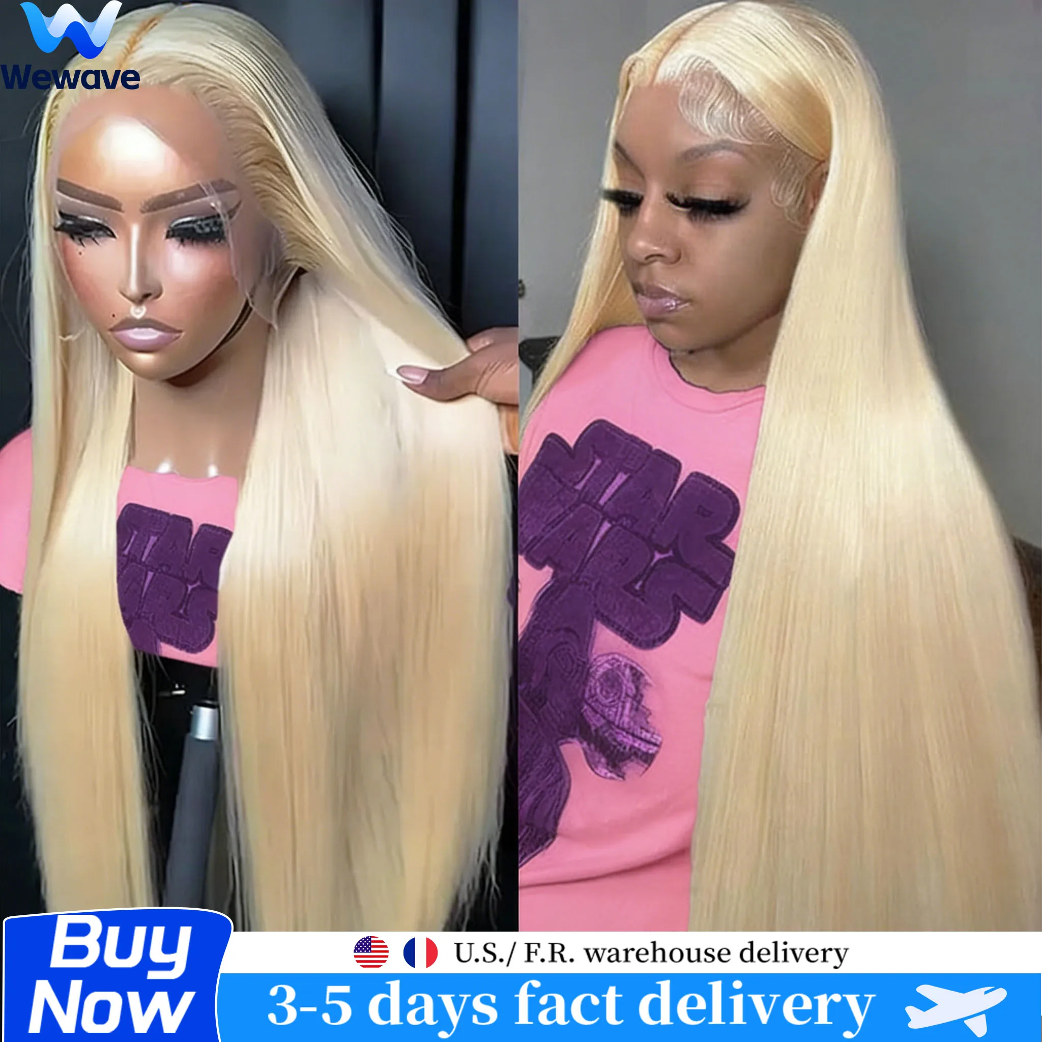 

Wewave Bone Straight Human Hair Wig Blonde 613 Lace Front Wigs 13x6 HD Lace Wig Brazilian Wigs Original Baby Hair