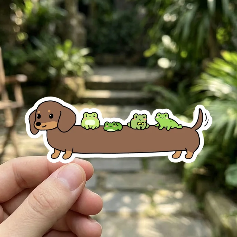 Frog long dog sticker, sausage dog sticker, die cut, suitable for laptops, water bottles, mobile phones, laptops, etc