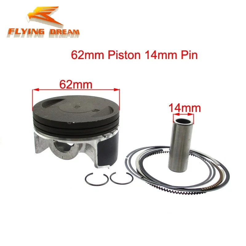 Original ZS190 W190 2 Valve Piston Kit 62mm 14mm For Zongshen 190cc ZS190 W190 Engine Code No.: ZS1P62YML-2 Pit Dirt Bike Kartin