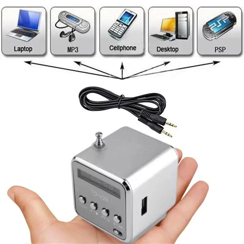 ABOK-TD-V26 Digital Mini Fm Radio Receiver Wireless Speaker FM Radio LED Loudspeaker Supports MP3 SD/TF Cards Portable view 4
