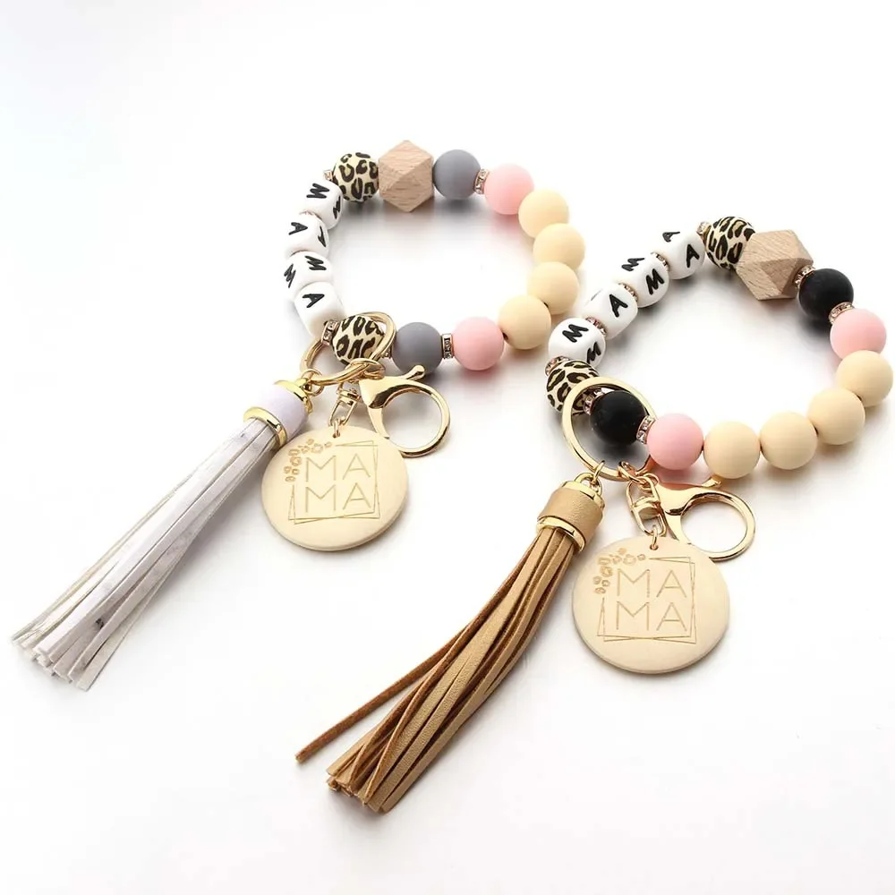 Fashion Round Wooden Pendant Tassel Silicone Ball Dice Woven Bag Charm Chain For Mothers Day gift Urn necklace Urn