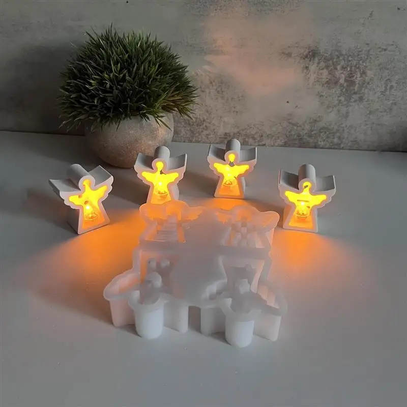 

4 в 1, лампа ангела, атмосфера, свеча, силиконовая форма, орнамент ангела, декоративная форма из гипсового цемента, эпоксидной смолы ﻿ Инструменты для изготовления поделок