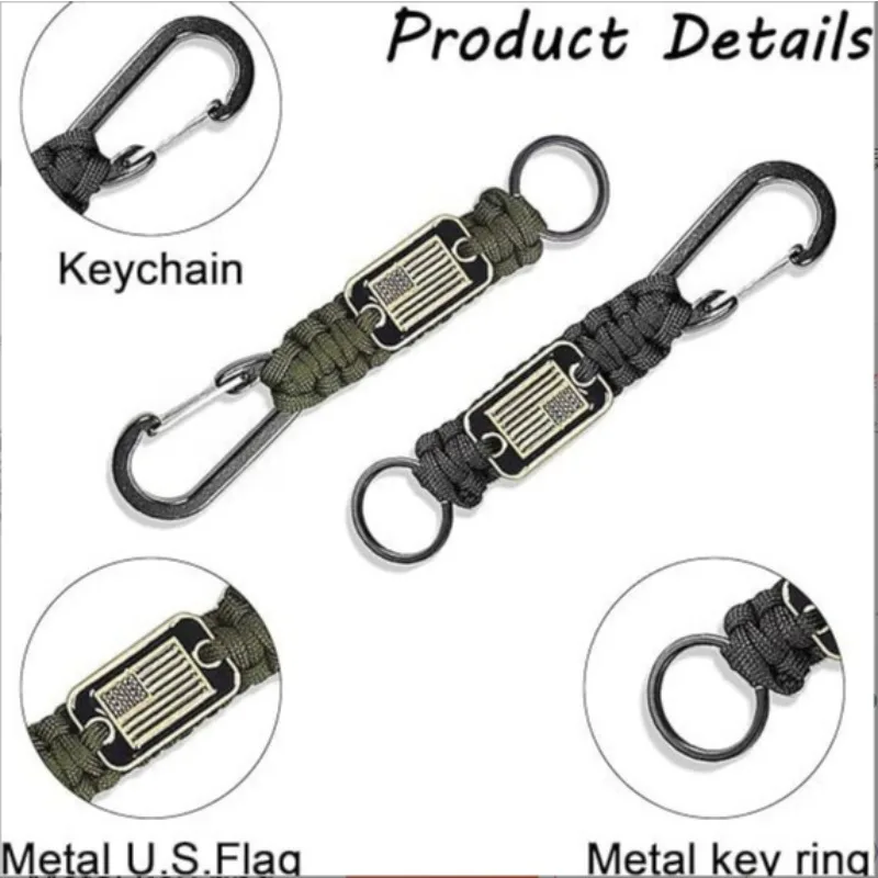 7-Core Outdoor Multifunctional Survival Parachute Rope Flag Keychain for Hiking Adventure,Camping,Fishing, Self-rescue Emergency