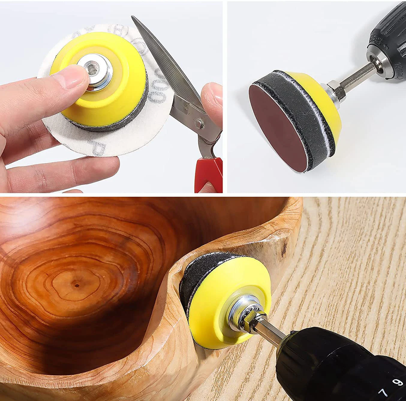 Set di carta vetrata da 2 pollici 100/203/303 pezzi Disco abrasivo da 50 mm Tampone per lucidatura di carta abrasiva per strumenti Dremel in legno e metallo