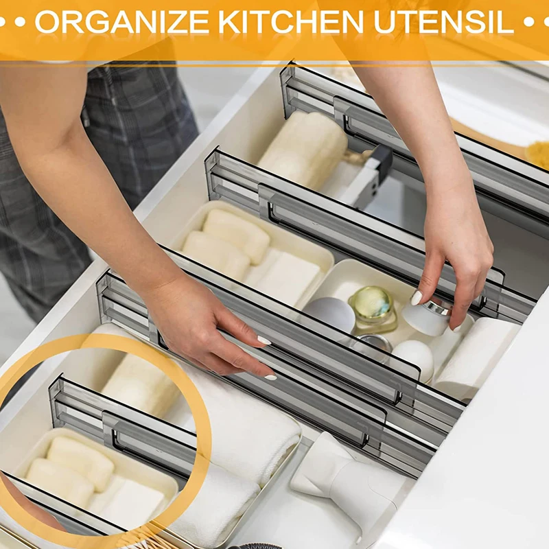 درج أدير شفاف أسود ، بلاستيك ، 4 ، 6 تقسيم ، 8 ، 10 درج