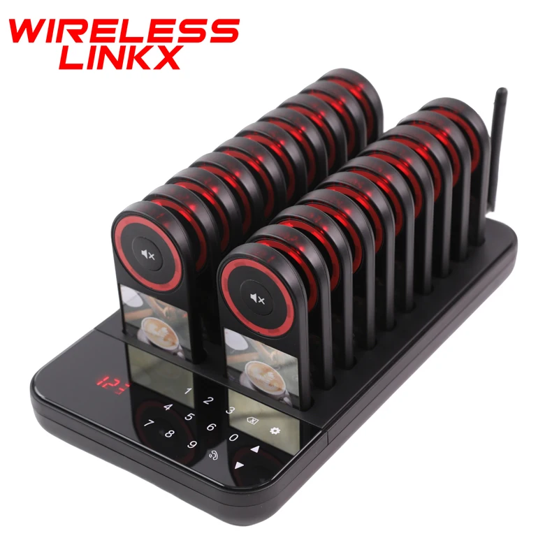 Wireless Restaurant Pager System Guest Calling System Waterproof Food Pager with Mute Key for Cafe Dessert Shop Food Truck