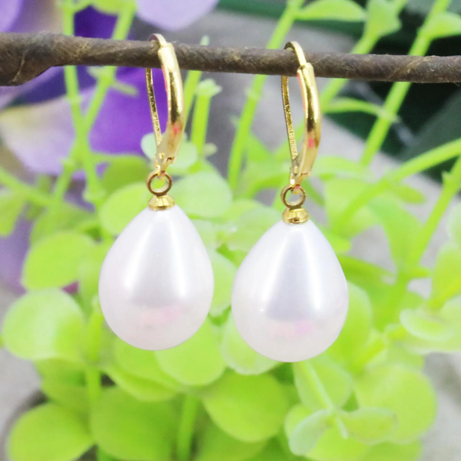 High Quality white Natural Shell Pearl Earrings Ear Eardrop Water Tears Wedding Women Girls Gifts Jewelry making Design 12x16mm