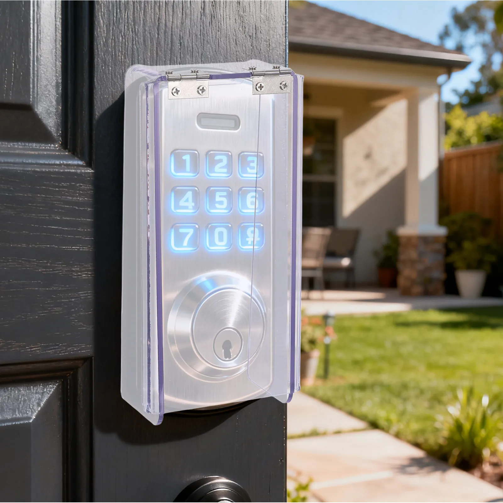 Clear Plastic Lock Cover Outdoor Keypad Waterproof Flip Rain Shield Protective Case for Digital Password Lock Keypad Dust Cover