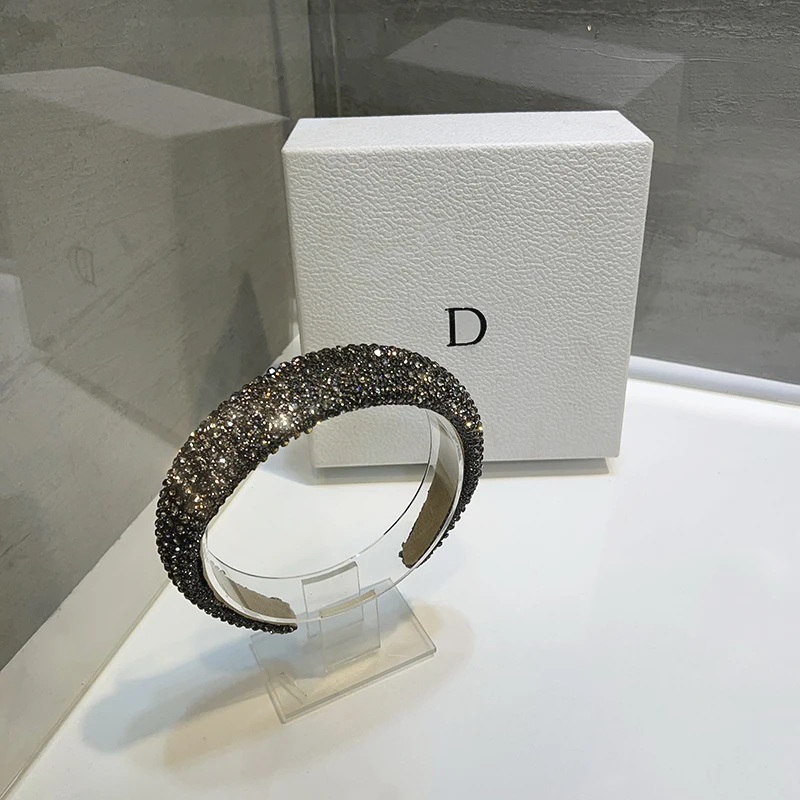 

High-Quali Thiened Sponge Hairband with Flaing Diamo for High Skull Top Vintage Crystal Diamond Hair Clip Faionable