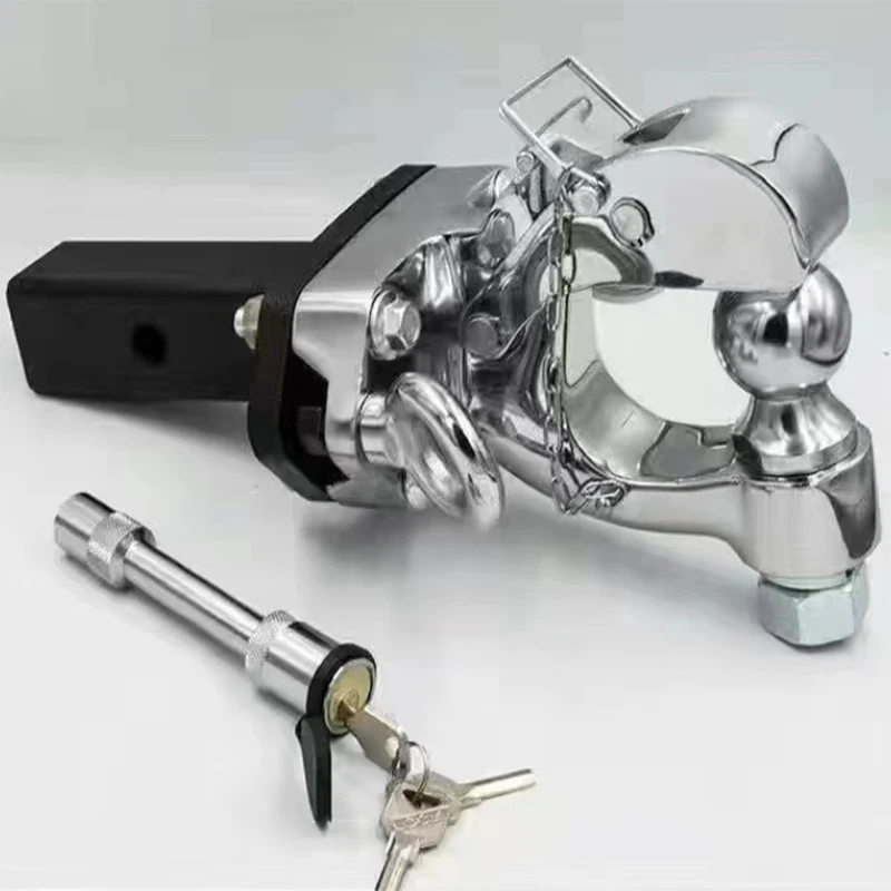 Receiver Mount Stainless Trailer Coupler 6000 Lbs Trailer Hitch Ball Lock Hitch