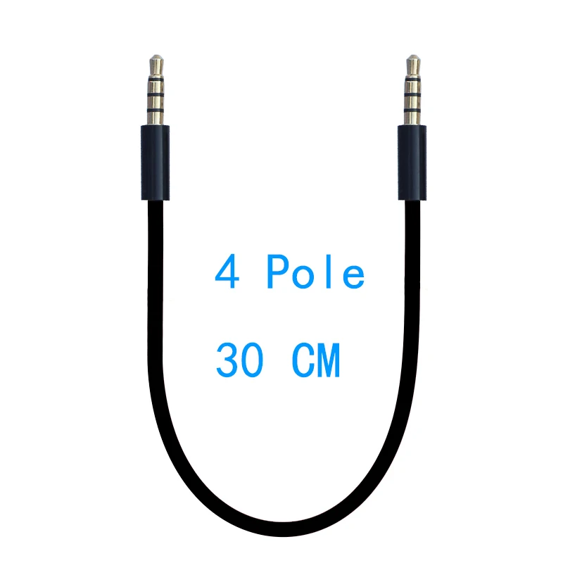 Universal Ipod Aux 4 Pole 3 Pole 3.5mm Male to Male MP3 MP4 AUX Audio Stereo Cable 20cm 30cm