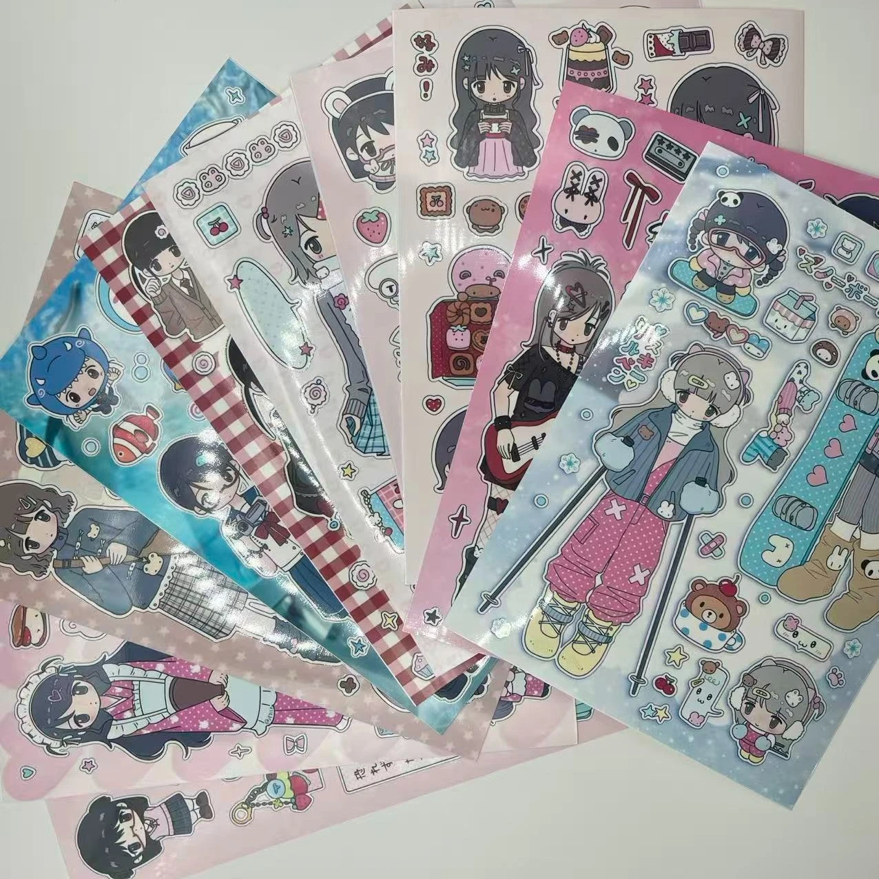 Girl Life Cute Cartoon Skiing Daily Collage Character Goo Card Sticker DIY Decoration Manual