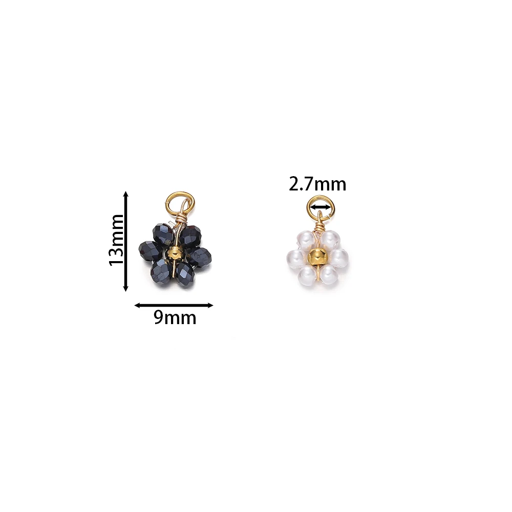 5pcs/Lot Crystal Small Flower Bead Pendant with Stainless Steel Connector for Earrings Necklace Pendant DIY Jewelry Making