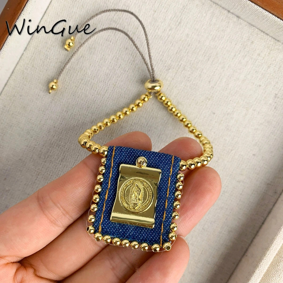 تصاميم فريدة من نوعها الجينز سحر سوار المجوهرات الدينية سوار القلب المقدس مطلية بالذهب مريم العذراء سوار W2507