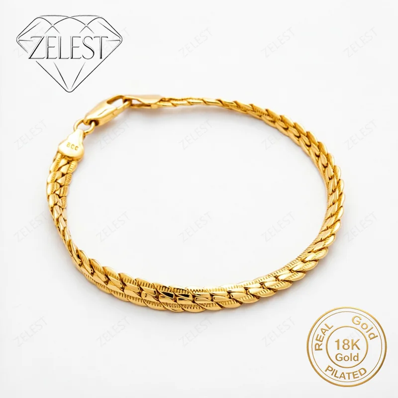 925 Sterling Silver 18K Gold Plated 8-inch Exquisite Cuban Bracelet for Women's Wedding Party Accessories