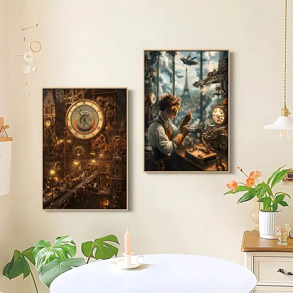 S-Steampunk Cultural City Poster HD art sticky wall waterproof home living room bedroom bar aesthetic decoration