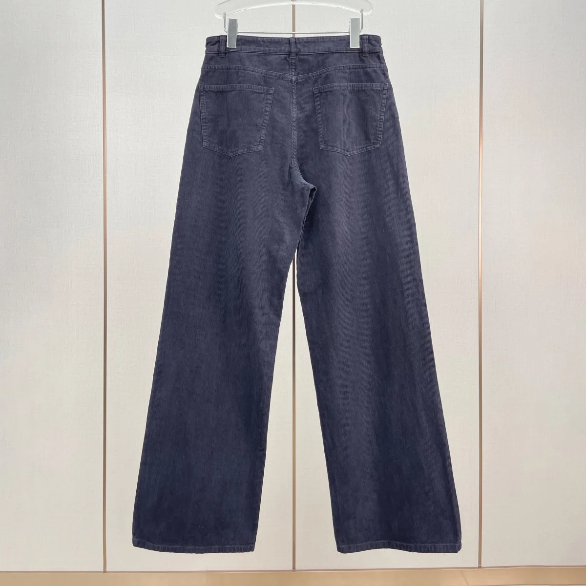 High Quality Women High Waist Wide Leg Pants, Dark Grey Vertical Texture Loose Slimming Versatile Casual Trousers lyt134619