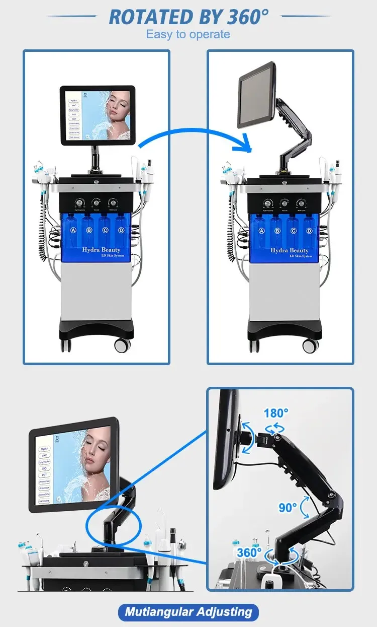 Commercio all'ingrosso 14 in 1 Hydro macchina per la cura della pelle Aqua Peeling Lifting Rimozione delle rughe Sbiancamento Getto d'acqua Ossigeno Spa facciale Machin