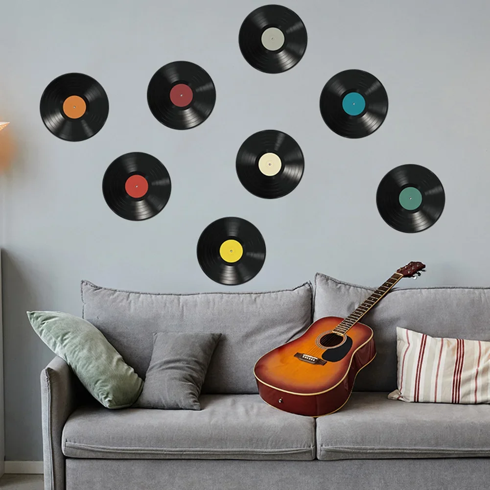 8PCS Vinyl Record Wall Stickers Decals Mural DIY Transfer Belt Removability  Living Room Bedroom Restaurant Bar Home Decoration