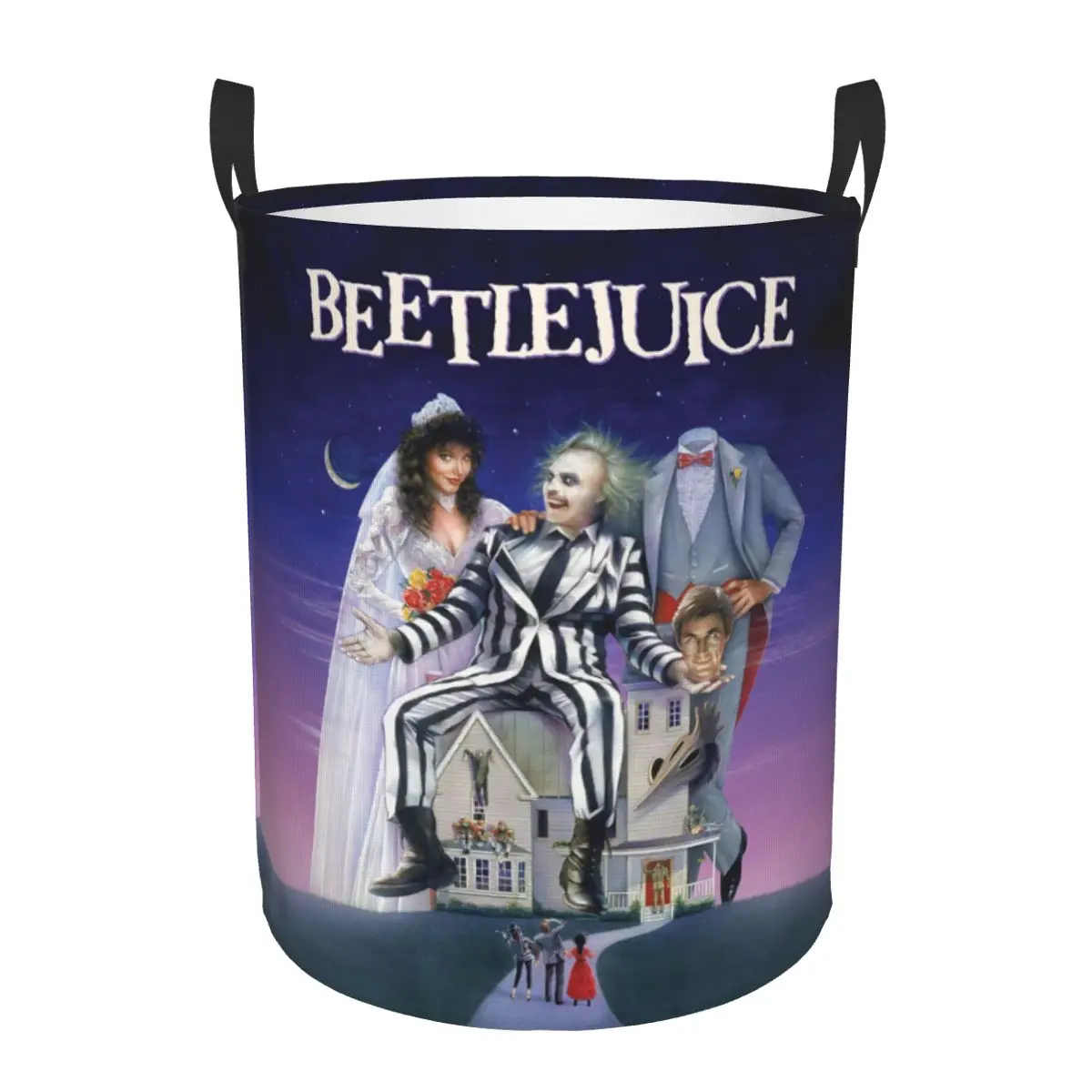 Custom Tim Burton Beetlejuices Horror Film Laundry Hamper Large Storage Basket Kids Nursery Toy Organizer