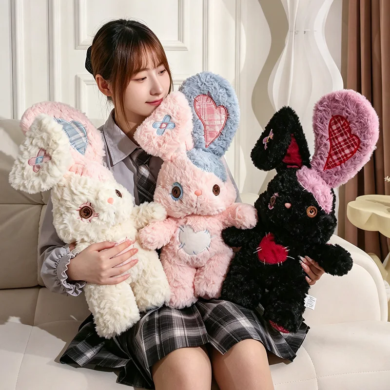 Kawaii Big Heart Ear Rabbit Plush Doll Cute Soft Stuffed Toys Sweet Lolita Style Home Decor Birthday Gift