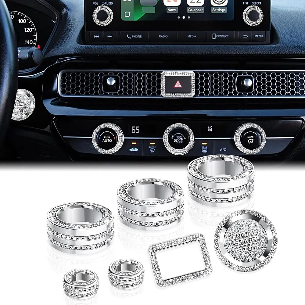 

for Honda Civic Accessories 2022-2026, CRV/HRV/Acura Integra 2023-2026, Accord 2023-2025, 8PCS Aluminum Alloy Knob Cover Set