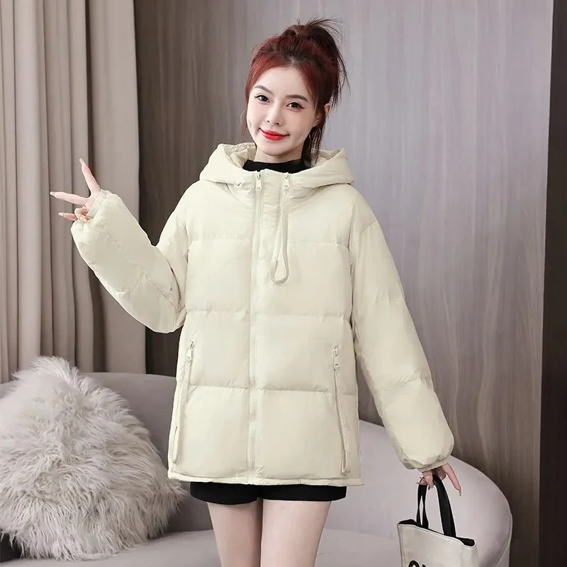 2024 New Korean Fashionable Winter Jacket Women\'s Puffer Hooded Cropped Cotton Coat Loose Jacket Petite Trendy Parkas Outerwear