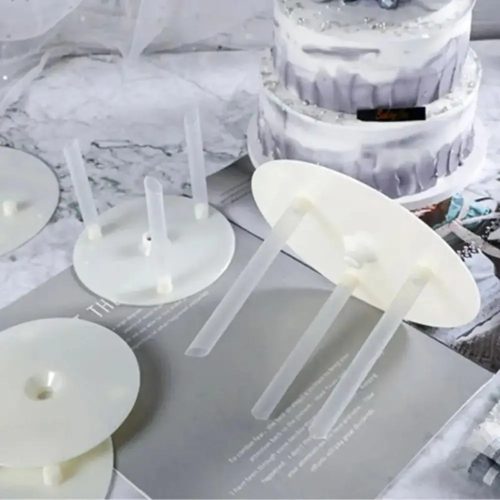 

Multi-Layer Cake Dowel Rod Set Plastic Round Cake Spacer Piling Bracket Support Straw Cake Separator Plate Cake Tier Support