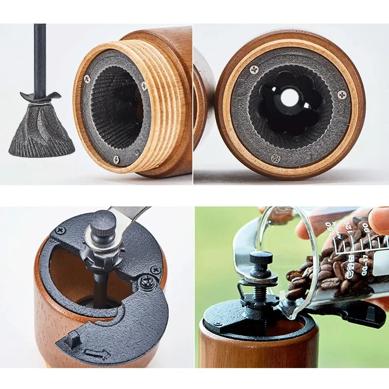 Manuale di legno Macinino Da Caffè di Fagioli Bava Conica Mulino di Caffè per Caffè Espresso Grossa Multa Regolabile Portatile per Viaggi Home Office