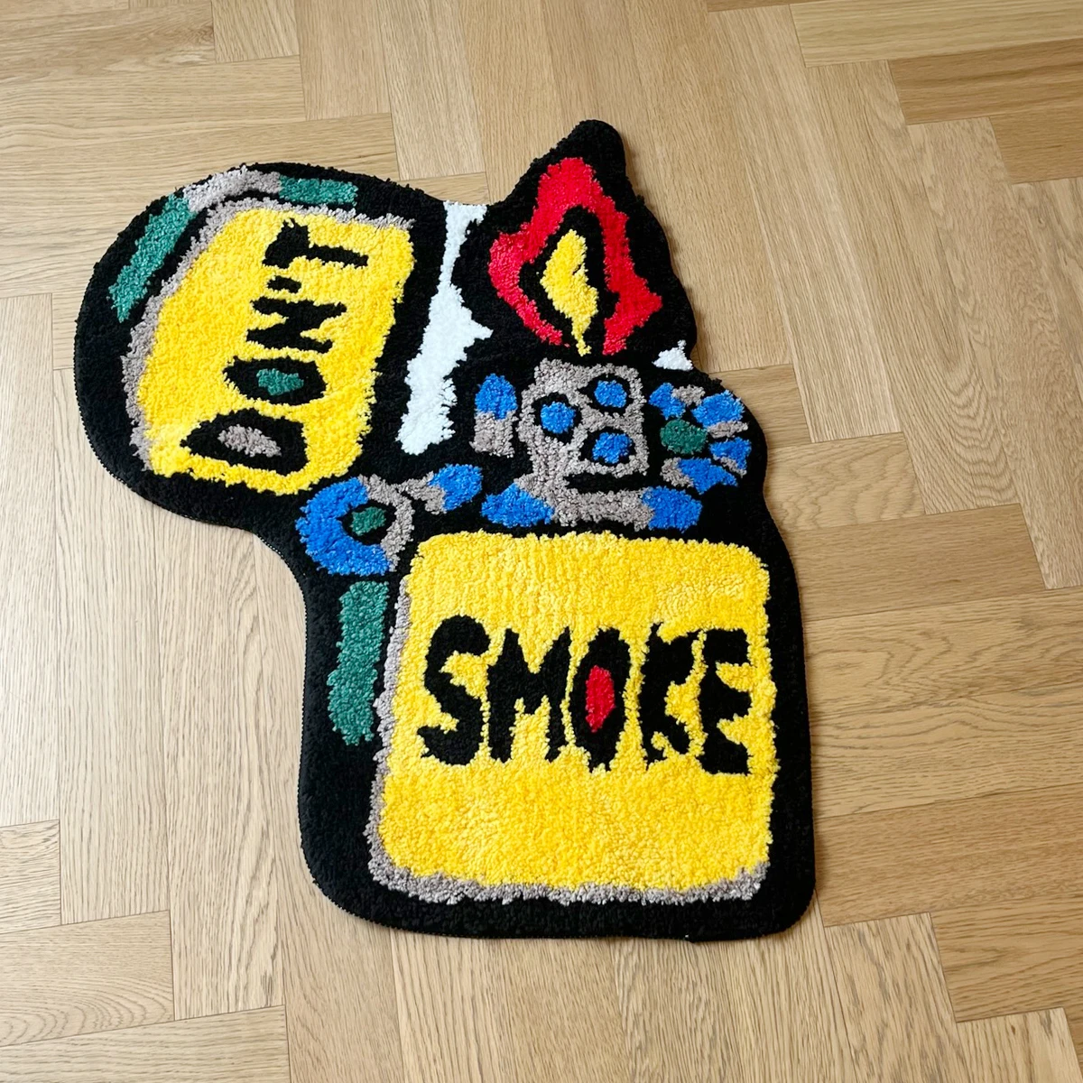 Yellow Lighter Don\'t Smoke Flocking Rug Living Room Carpet Bathmat Bedside Rug Soft Bedroom Floor Pad Aesthetic Home Decor