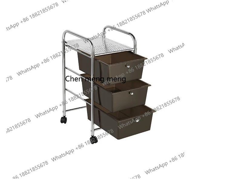 

Acrylic storage cart Beauty salon Hand push with brake Barber cart Home storage tool