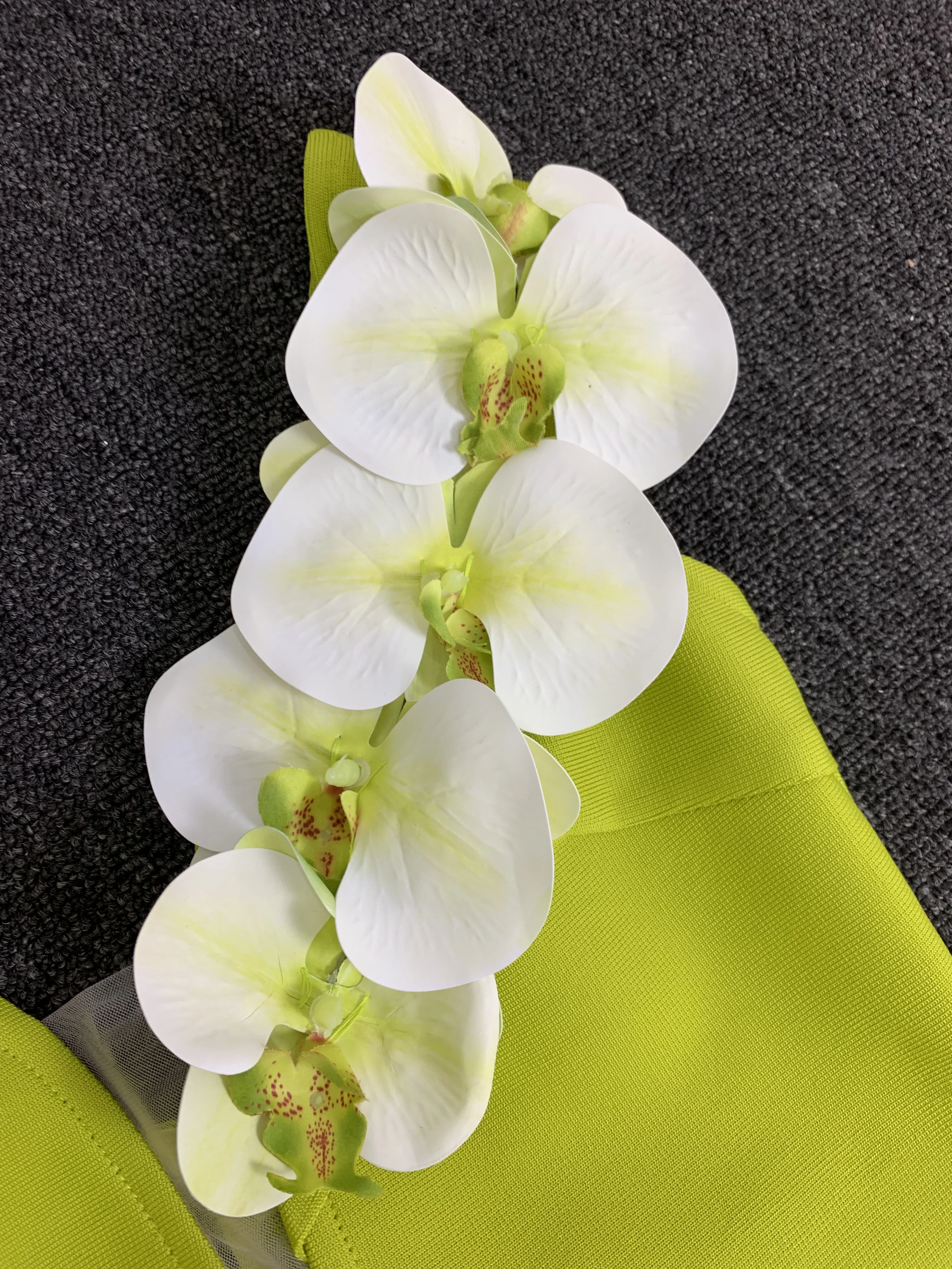 White Moth Orchids One Shoulder Yellow Green Ankle Length Bandage Dress Celebrity Party Evening Dress Woman Voaction Outfit