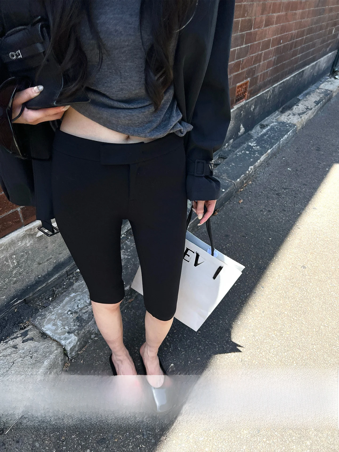 

High-Waist Compression Leggings Slimming 6-9 Split Abdomen Control Fashionable Ladies' Base Layer Pants Tight Fit Casual Wear